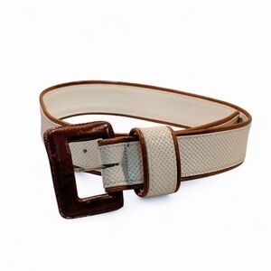 R.J .GRAZIANO Vintage 80's Perforated Brown / Cream Wide Leather Belt